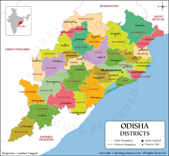 Map of Odisha showing SHAKTI's operational districts